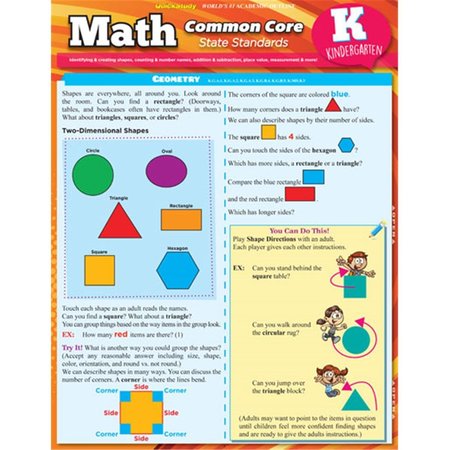 BARCHARTS Math Common Core For Kindergarten Quickstudy Easel 9781423225935